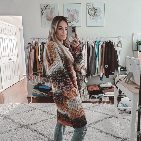 Express multicolor open sweater long cardigan - Picture 4 of 9
